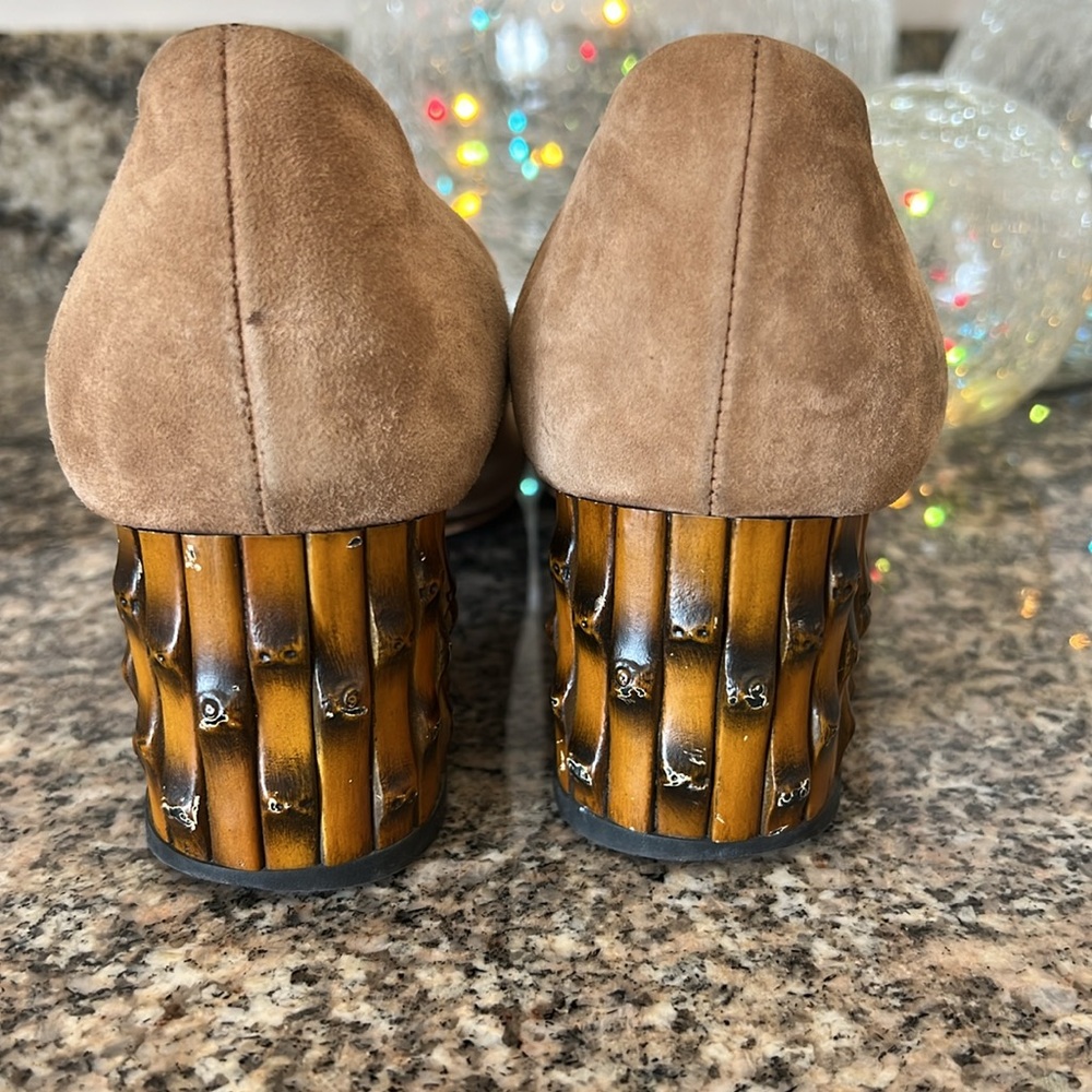 Gucci Suede Dahlia Bamboo Heels - Picture 6 of 14